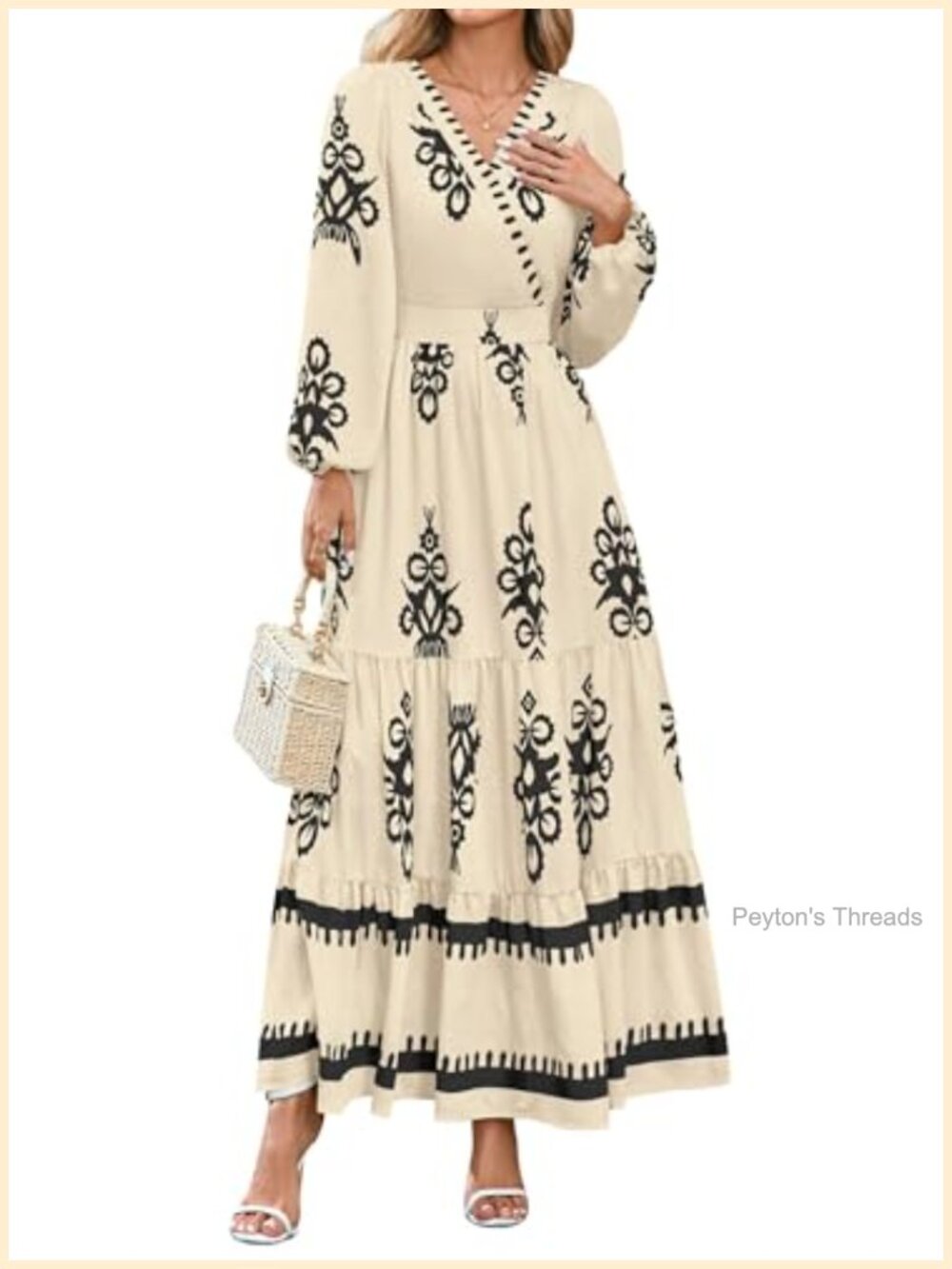 PRETTYGARDEN Women's Long Sleeve Floral Boho Maxi Wedding Guest Dress